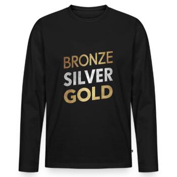 Bronze Silber Gold - Männer Premium Bio Langarmshirt - Schwarz - Vorne - Nico (187cm)