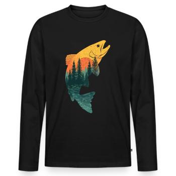Fishing Fishing Angler Trout Fishing Fishing - Men's Premium Organic Long Sleeve Shirt - black - Front - Nico (187cm)