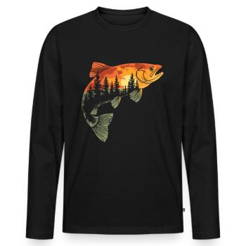 Fishing Fishing Angler Trout Fishing Fishing - Men's Premium Organic Long Sleeve Shirt - black - Front - Nico (187cm)