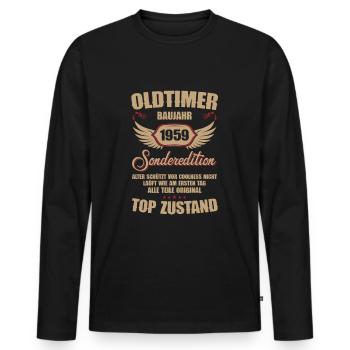 65th Birthday 65 Years Classic Car Gift 1959 - Men's Premium Organic Long Sleeve Shirt - black - Front - Nico (187cm)