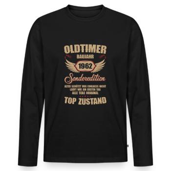 62e anniversaire 62 ans de voiture classique 1962 - T-shirt manches longues Premium bio Homme - noir - Devant - Nico (187cm)