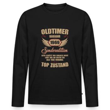 55th Birthday 55 Years Classic Car Gift 1969 - Men's Premium Organic Long Sleeve Shirt - black - Front - Nico (187cm)