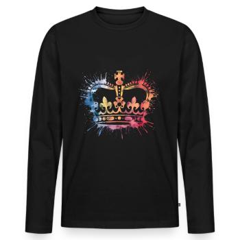 Krone verschiedene Farben - Männer Premium Bio Langarmshirt - Schwarz - Vorne - Nico (187cm)