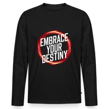 Embrassez votre destin - T-shirt manches longues Premium bio Homme - noir - Devant - Nico (187cm)