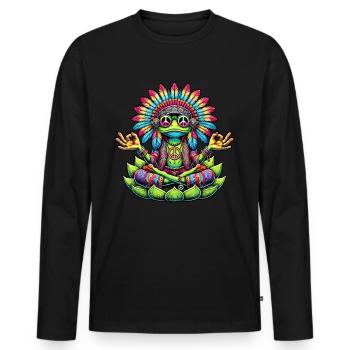Hippie Frog 70s 1970s 60s Party - Men's Premium Organic Long Sleeve Shirt - black - Front - Nico (187cm)