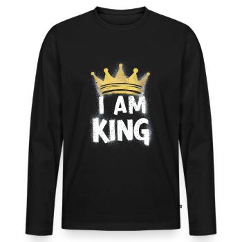 Je suis le roi de la Couronne - T-shirt manches longues Premium bio Homme - noir - Devant - Nico (187cm)