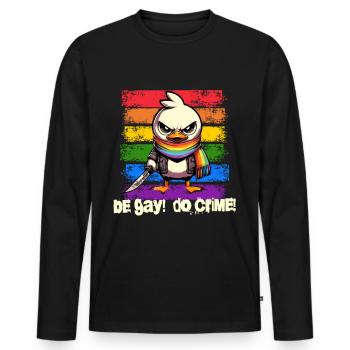 Be Gay Do Crime - Ente Regenbogen Fahne ist PRIDE - Männer Premium Bio Langarmshirt - Schwarz - Vorne - Nico (187cm)
