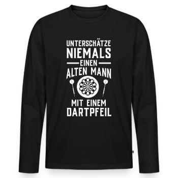 Dart Gift Dartboard Darts Player Bullseye - Men's Premium Organic Long Sleeve Shirt - black - Front - Nico (187cm)