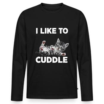 J’aime câliner minou - T-shirt manches longues Premium bio Homme - noir - Devant - Nico (187cm)