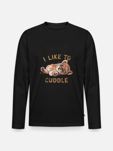 Ich knuddele gerne mit Löwen - Männer Premium Bio Langarmshirt - Schwarz