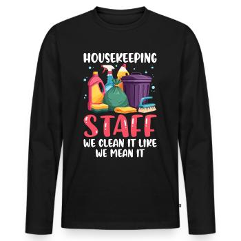 Housekeeping Staff - Men's Premium Organic Long Sleeve Shirt - black - Front - Nico (187cm)