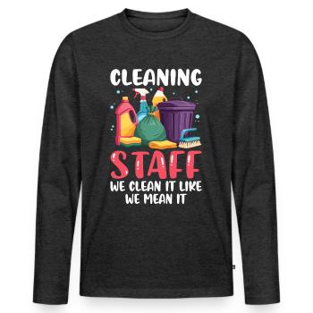 Cleaning Staff - Männer Premium Bio Langarmshirt - Anthrazit meliert - Vorne - Nico (187cm)