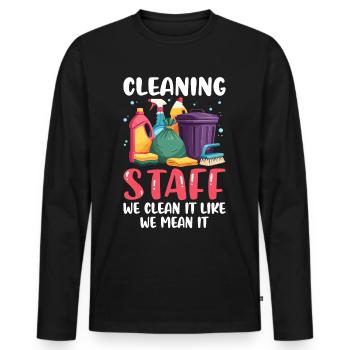 Cleaning Staff - Männer Premium Bio Langarmshirt - Schwarz - Vorne - Nico (187cm)