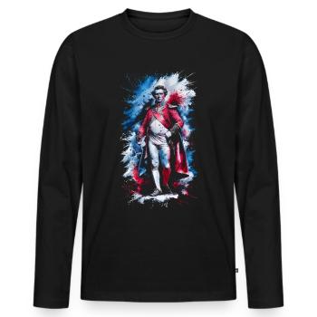 Portrait de Napoléon Bonaparte - T-shirt manches longues Premium bio Homme - noir - Devant - Nico (187cm)