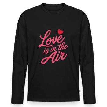 Liebe liegt in der Luft - Männer Premium Bio Langarmshirt - Schwarz - Vorne - Nico (187cm)