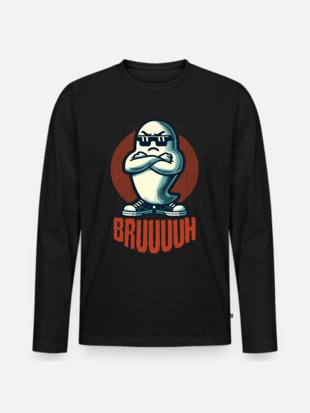 Scary Halloween Ghost Broth - Men's Premium Organic Long Sleeve Shirt - black