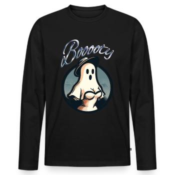 Lustiges Halloween Booty Geistermotiv - Männer Premium Bio Langarmshirt - Schwarz - Vorne - Nico (187cm)