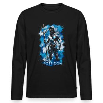 Trident de Poséidon - T-shirt manches longues Premium bio Homme - noir - Devant - Nico (187cm)