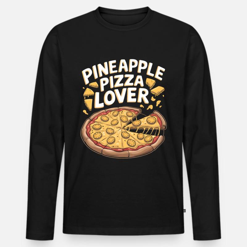 Ananas-Pizza-Liebhaber - Männer Premium Bio Langarmshirt - Schwarz