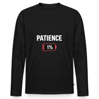 Patience 1% - Men's Premium Organic Long Sleeve Shirt - black - Front - Nico (187cm)