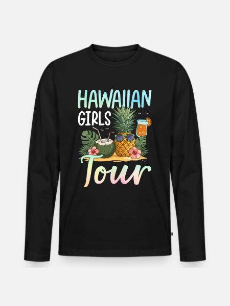 Visite des filles hawaïennes - T-shirt manches longues Premium bio Homme - noir