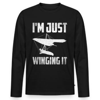 Deltaplane Parapente Deltaplane - T-shirt manches longues Premium bio Homme - noir - Devant - Nico (187cm)