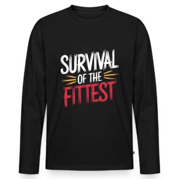 La survie du plus fort - T-shirt manches longues Premium bio Homme - noir - Devant - Nico (187cm)