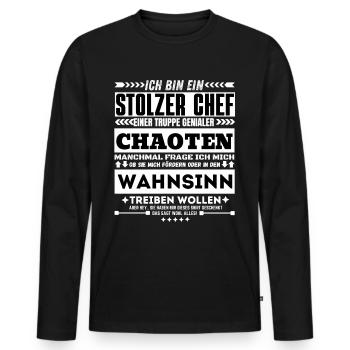 stolzer chef einer truppe genialer chaoten - Männer Premium Bio Langarmshirt - Schwarz - Vorne - Nico (187cm)
