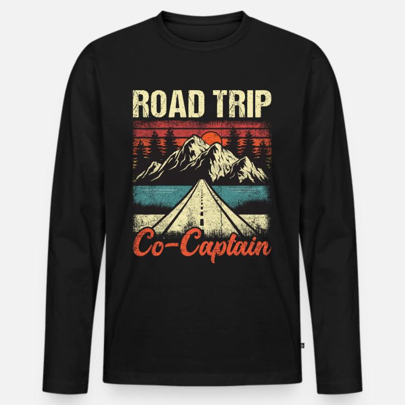 Road Trip Co-Captain - Männer Premium Bio Langarmshirt - Schwarz
