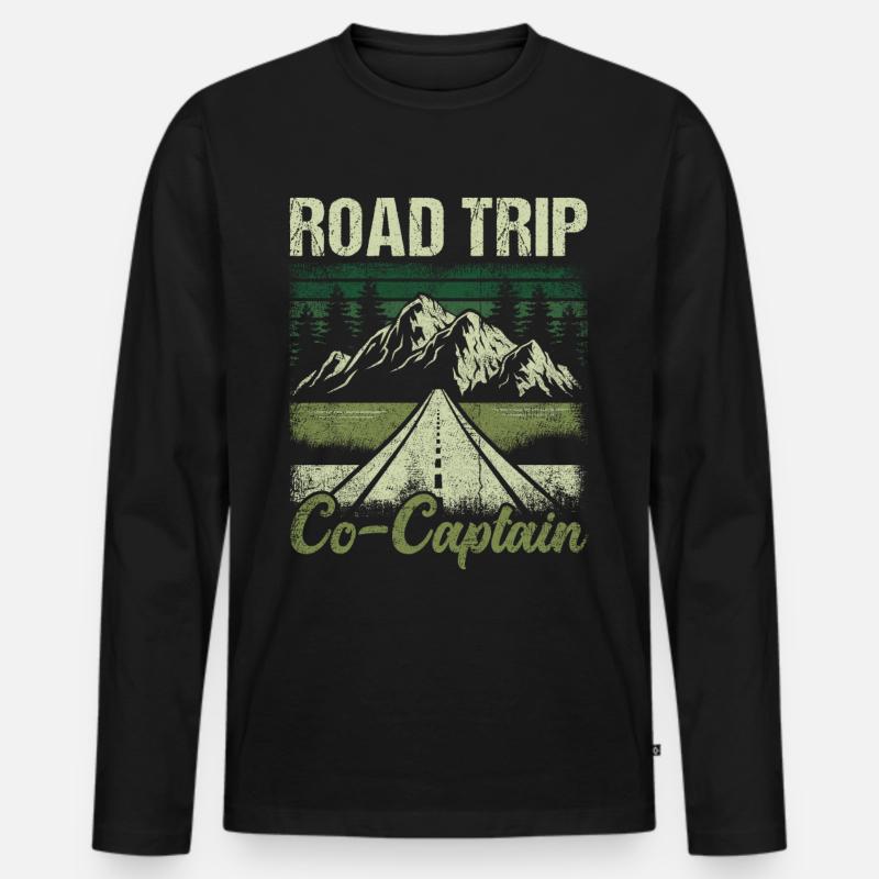 Road Trip Co-Captain - Männer Premium Bio Langarmshirt - Schwarz