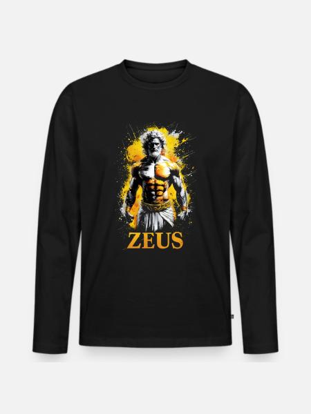 Zeus Gott griechische Mythologie - Männer Premium Bio Langarmshirt - Schwarz