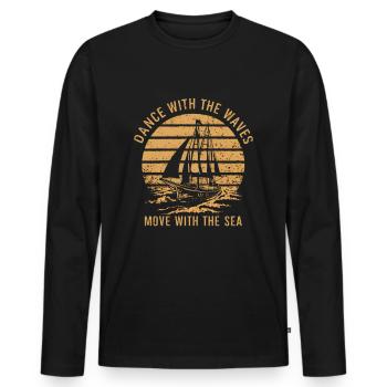 Segeln Tanzen Sie mit den Wellen, bewegen Sie sich mit dem Meer - Männer Premium Bio Langarmshirt - Schwarz - Vorne - Nico (187cm)