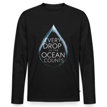 Every drop in the ocean counts Sea Water droplets - Men's Premium Organic Long Sleeve Shirt - black - Front - Nico (187cm)