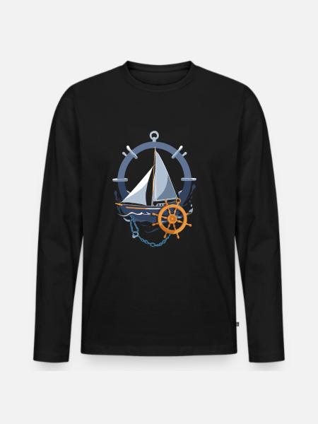Maritime sailing adventure motif - Men's Premium Organic Long Sleeve Shirt - black