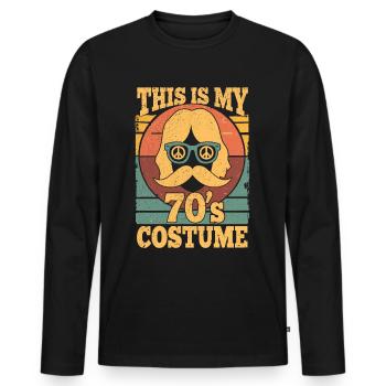 70s Seventies 1970s Party Outfit Costume - Men's Premium Organic Long Sleeve Shirt - black - Front - Nico (187cm)