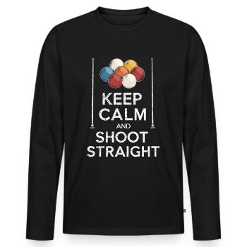 Restez calme et tirez droit, Pool - T-shirt manches longues Premium bio Homme - noir - Devant - Nico (187cm)