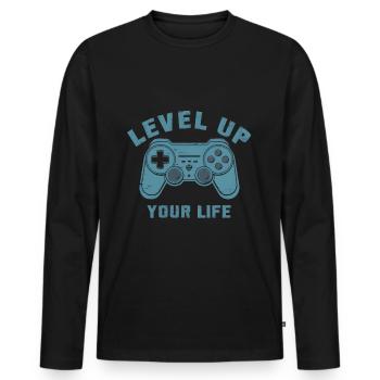 Verbessere dein Leben / Gamer / Gamecontroller - Männer Premium Bio Langarmshirt - Schwarz - Vorne - Nico (187cm)