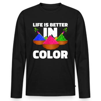 Holi India Holi Festival Happy Holi Fest - Men's Premium Organic Long Sleeve Shirt - black - Front - Nico (187cm)