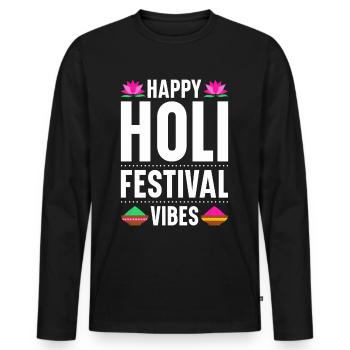 Holi India Holi Festival Happy Holi Fest - Men's Premium Organic Long Sleeve Shirt - black - Front - Nico (187cm)