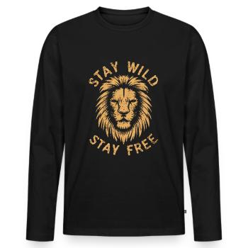 Lion stay wild stay free - Men's Premium Organic Long Sleeve Shirt - black - Front - Nico (187cm)