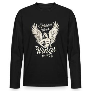 Déployez vos ailes et volez Angel Angelwings Woman - T-shirt manches longues Premium bio Homme - noir - Devant - Nico (187cm)