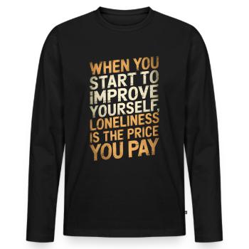 When you start to improve yourself / Motivational - Men's Premium Organic Long Sleeve Shirt - black - Front - Nico (187cm)