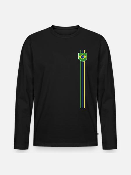 Brasilien Brazil shirt Brasilianer Rio de Janeirao - Männer Premium Bio Langarmshirt - Schwarz