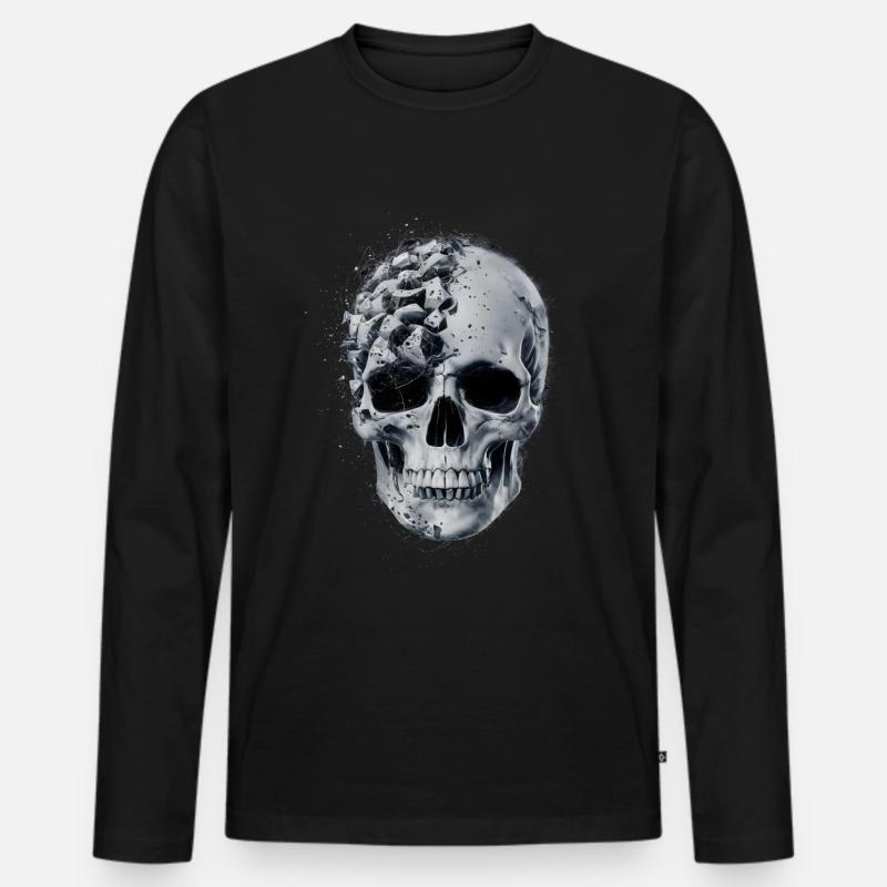 Zerfallener Schädel - Männer Premium Bio Langarmshirt - Schwarz