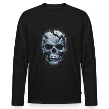Zerbrochener unheimlicher Schädel - Männer Premium Bio Langarmshirt - Schwarz - Vorne - Nico (187cm)