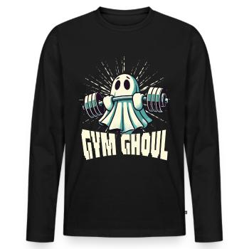 Gym Ghoul Creepy Fitness Ghost - Men's Premium Organic Long Sleeve Shirt - black - Front - Nico (187cm)
