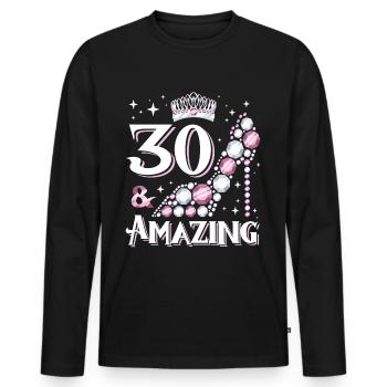 Stylish shoe design for women's 30th birthday - Men's Premium Organic Long Sleeve Shirt - black - Front - Nico (187cm)