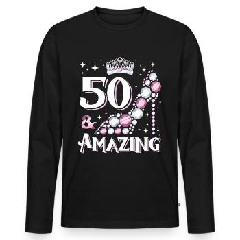 Stylish shoe design for women's 50th birthday - Men's Premium Organic Long Sleeve Shirt - black - Front - Nico (187cm)