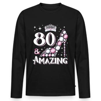 Stylish shoe design for women's 80th birthday - Men's Premium Organic Long Sleeve Shirt - black - Front - Nico (187cm)