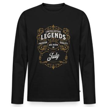 Legenden werden im Juli geboren – Geschenkidee - Männer Premium Bio Langarmshirt - Schwarz - Vorne - Nico (187cm)
